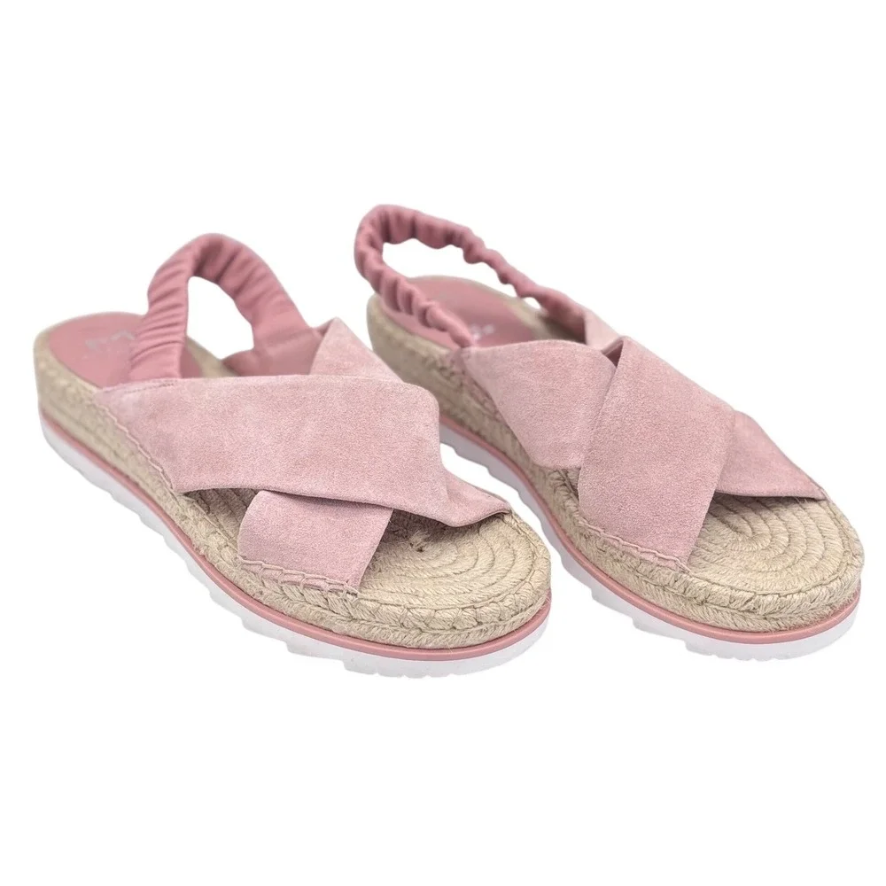 Marc‎ Fisher LTD Pink Suede Crisscross Espadrille Platform Slingback Sandals 9.5